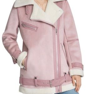 Avec Les Filles pink Faux Shearling Biker Jacket-Like new!